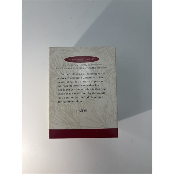 Vintage 1993 Barbie Hallmark Keepsake Ornament Holiday Barbie in Box #1 - Picture 9 of 12